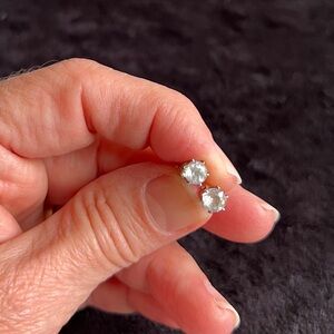 Sterling Silver and White Topaz Stud Earrings